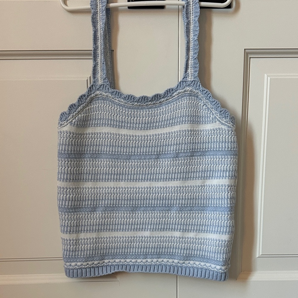 Abercrombie Kids Light Blue and White Knit Camisole